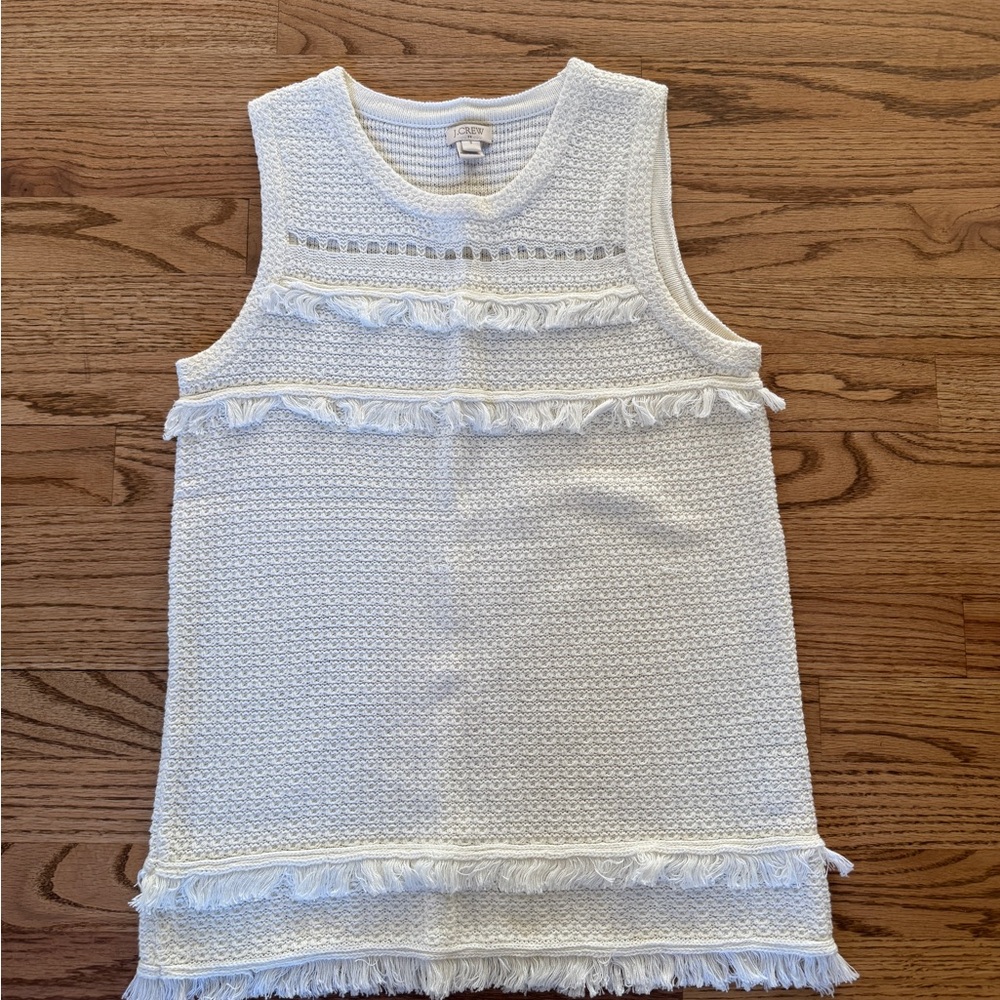 J. Crew Cream Knit Scoop Neck Top. Size Small